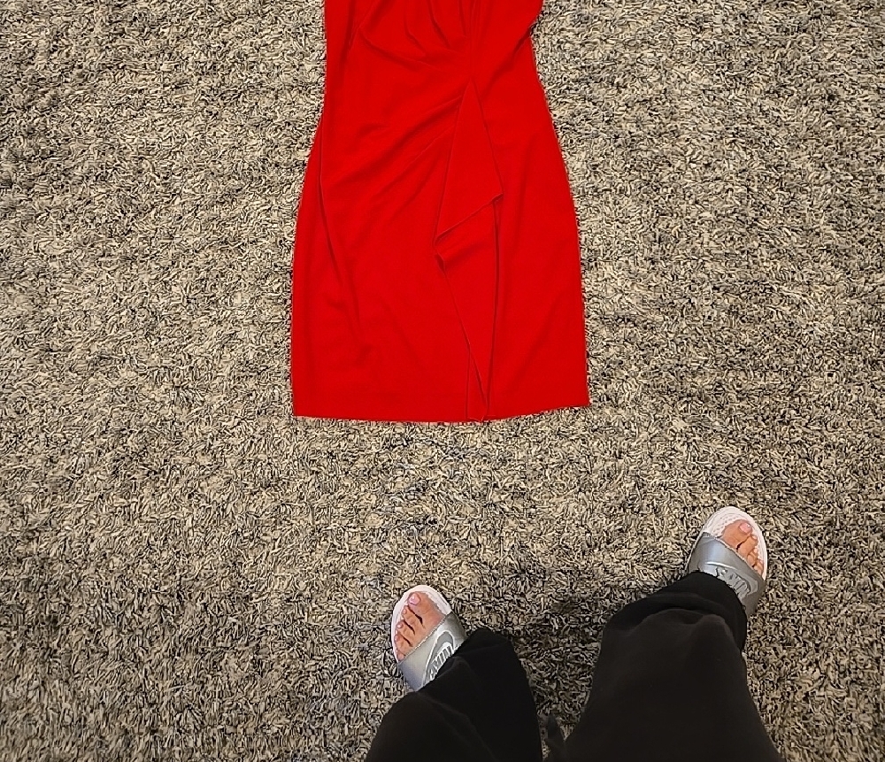 Calvin Klein Red Ruffled Sheath Dress - Picture 6 of 6